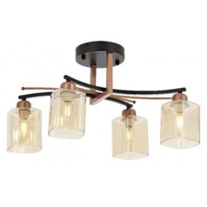 METAL and GLASS COPPER COATING AND BLACK CHANDELIER 58 x 30 CM LOAD: 31 CM